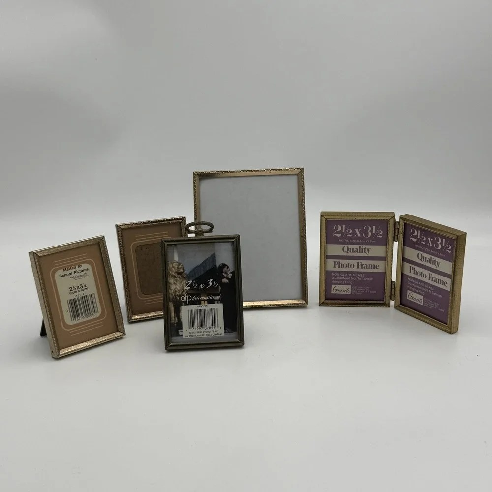 Vintage Brass Metal Picture Frame Lot 5pc Mixed Sizes Intercraft Grants AFP